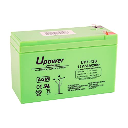 U-Power Batterie Plomb AGM 12V 7Ah F1 4,8mm Cover