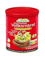 Mestemacher Westfälisches Vollkornbrot ohne Kruste in der Dose, extra lange haltbar, perfekt für Vorrat, Single Haushalt und Camping, vegan, Nutri Score A, nur 4 Zutaten, 13 Scheiben, 500g