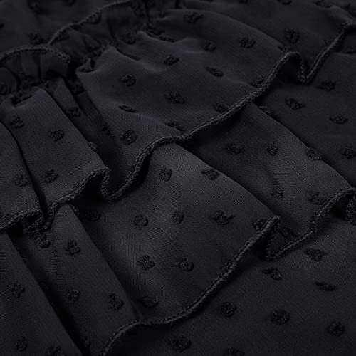 Little Girls Chiffon Swiss Dot Blouses Kids Long Sleeve Shirt Peter Pan Ruffle Neck Tank Tops for 3-12 Years3