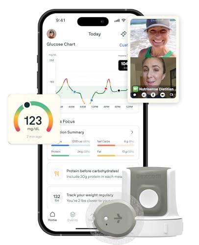 Nutrisense Glucose Monitoring Kit + Registered Dietitian Guidance, 2 Stelo Biosensors, Personal...