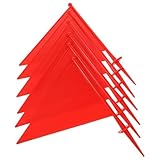 Kichvoe 6pcs Red Abs Lawn Marking Flags for Garden Irrigation Sprinkler, Triangular Landscape Flags for Yard