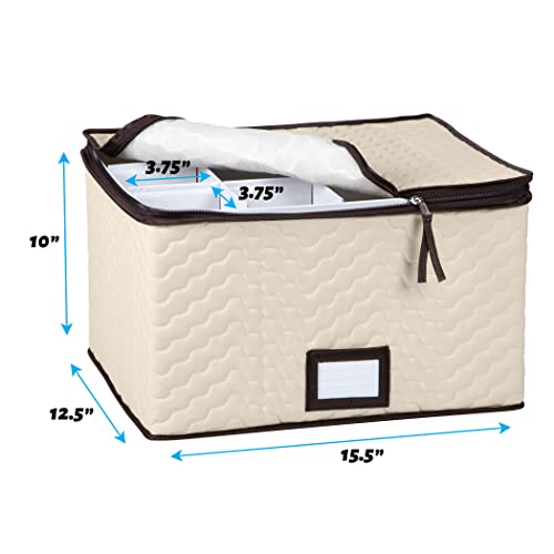 Hold N Storage Wine Glass Storage With Dividers – Holds 12 Standard Size Wine Glasses Up To 10" Tall – Stemware Storage Case - Protects Fine China - Durable Quilted Microfiber Bin With Dividers And Carry Handles. #TOP2