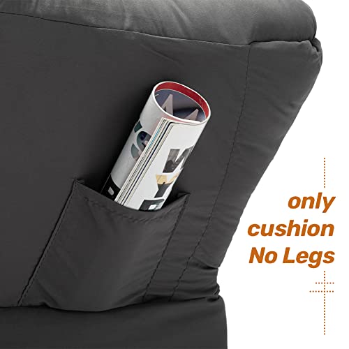 Hollyhome Only Cushion No Legs, Matching Thick Cushion For Cotton Fabric Lazy Chair, Removable Cushion, Cotton Pad For Relaxing Lounge Chair, Elastic Mat For Furniture Seat Protector, Dark Grey #TOP5