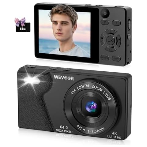 Wevoor 4K Digital Camera 64MP Autofocus Compact Camera 64GB Cover