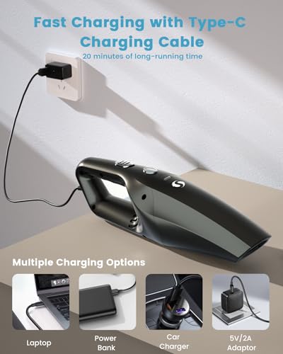 Image of Handheld Vacuum Cordless Car Vacuum Cleaner Portable Rechargeable and Mini with Powerful Suction Includes Washable HEPA Filter and Lightweight for Car Home Office and Pet Hair