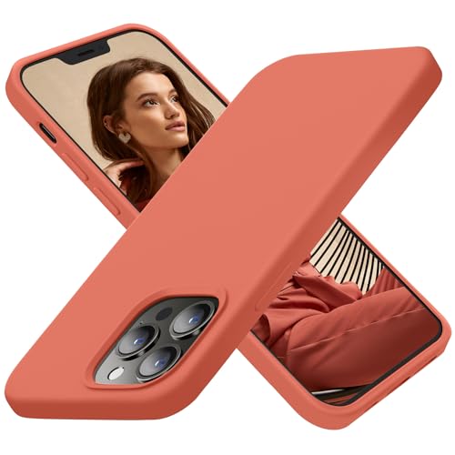 Cordking Designed for iPhone 13 Pro Case, Silicone Ultra Slim Shockproof Protective Phone Case with [Soft Anti-Scratch Microfiber Lining], 6.1 inch, Pink Pomelo by Cordking - Used condition - US$5.42
