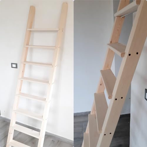 Generico Escalera de madera maciza en varias alturas y anchuras para alféizar, cama de castillo, habitación o techo (275, 40)