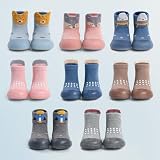 MASOCIO Chłopięce dziewczęce skarpety buty dziecięce pierwsze buty do chodzenia miękka gumowa podeszwa antypoślizgowe skarpety buty, szary, 6-9 Miesiące