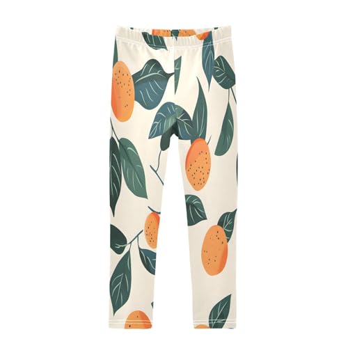 Bolaz Toddler Girls Leggings Printed Yoga Pants Leggings Orange Green Leaves for Kids