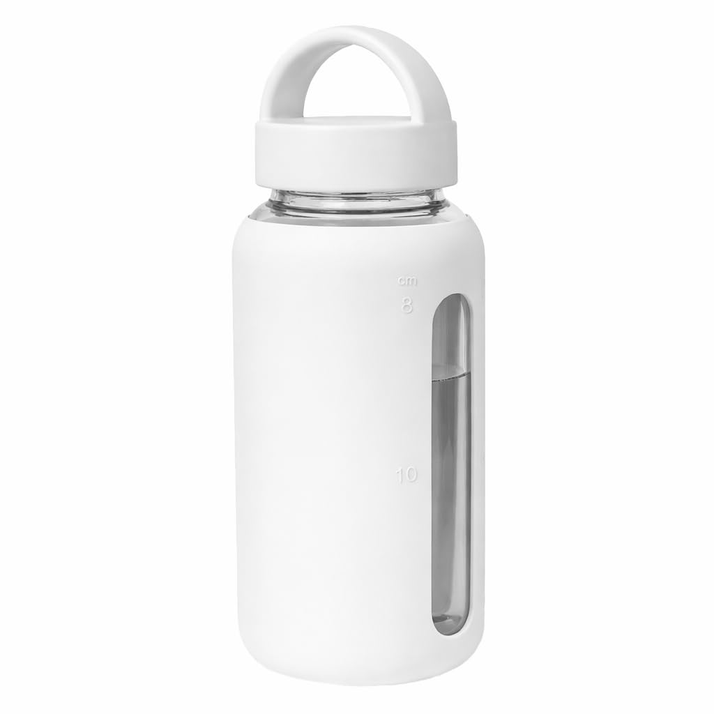 FunBlast Borosilicate Glass Water Bottle with Silicon Sleeve (800 Ml) - Airtight Lid, Leak Proof | Silicon Cap | Fridge Water Bottles for Home, Office & Gym (Light Grey)
