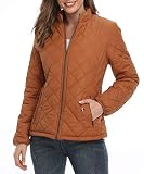 PEIQI Women's Quilted Jacket Coat Outwear Zip-up Stand Collar Padded Jacket with Pockets Yellow XX-Large