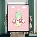 Kawaii Frog Mushroom Wall Art Print - Cute Pink Kawaii Room Decor Cottagecore, Aesthetic Wall Decor Gift for Girls - 8x10 in. LAMINATED - No Frame
