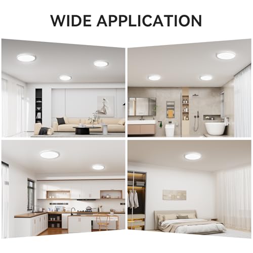 4PACK 3200lm LED Flush Mount Ceiling Light, Super Slim 12 inch LED Ceiling Light, 5000K Daylight LED Ceiling Light for Bedroom, living room, garage, office, warehouse, Dining room (White, Four Pack) by WKONCLDY - Image 7