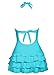 COCOPEAR Women's Cover Up One Piece Swimsuits V-Neck Push Up Skirted Swimdress Aqua XL/10-12
