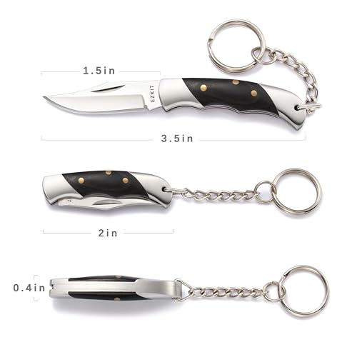 Image of Small Pocket Knife, EDC Knife with Stainless Steel and Wood Handle, Small Folding Knife, Blade Length1.5in