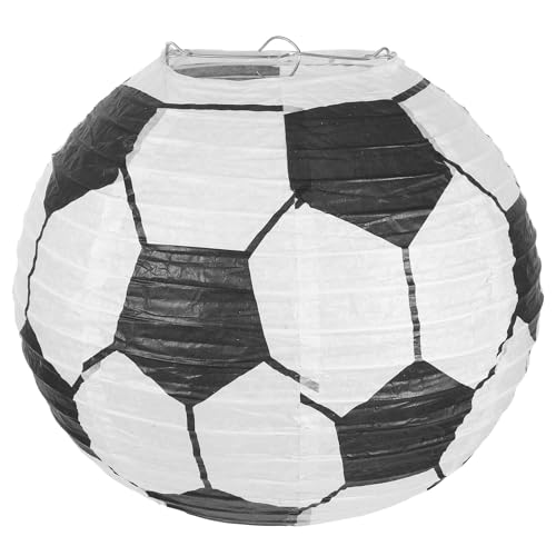 SEWACC Farolillo Colgante de Papel Forma de Balón de Fútbol 25 CM Decoración para Fiestas Deportivas y Cumpleaños Farolillo DIY para Interiores y Exteriores