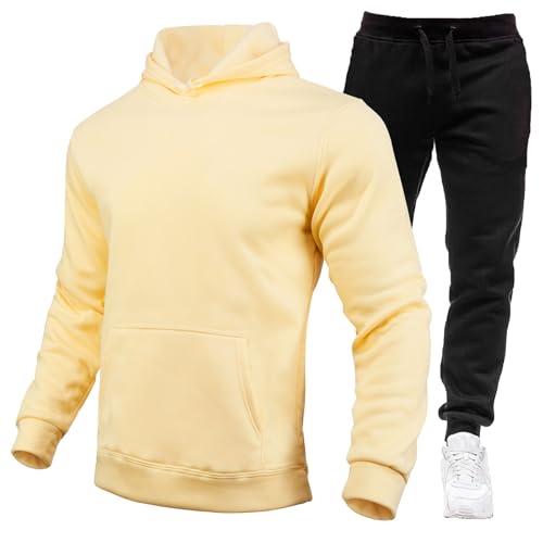 Mens Sweatsuits Sets Sweat Suit Men for Weight Loss Classic Fashion All White Outfit 2 Piece Men's Jogger Set Suits Long Tracksuit Tops Short Running Sport Joggers Jogging Sweatsuit