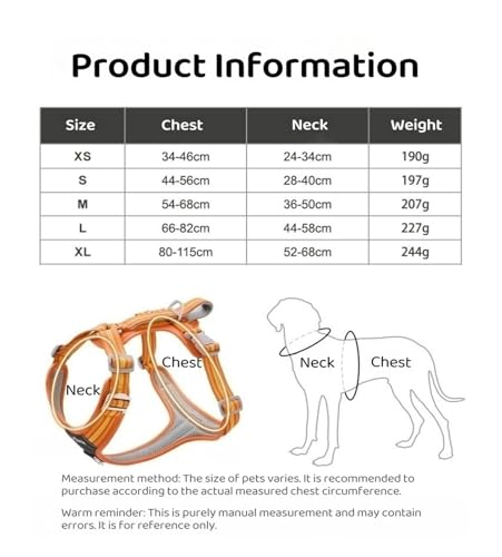 Pet Harness Shock Protection Comfortable Outdoor Dog Leash and Durable Chest and Back of The Big(Black,M)