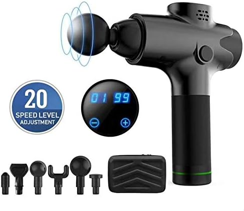 JUYHTY Hand-Held Massage Gun, LCD Touch Screen Professional Vibration Massage Gun Muscle, Wireless Mute Percussion Fascia Gun,A