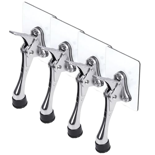 HA SHI 4 Stoppers Adhesive Door Stop, No Drill Bracket, 4 in, Chrome