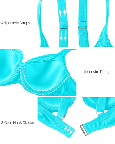 Image of Women Underwire Bikini Tops - Push Up Swim Top Only Bra Padded Bathing Suit Top 2025 Swimsuit Tops