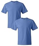 Hanes Men's Short Sleeve Beefy-T, Carolina Blue, Medium (Pack of 2)