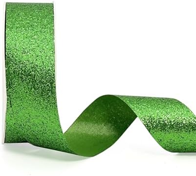 AOKSUNOVA Wstążka szeroka brokatowa wstążka prezentowa ślubna błyszcząca brokatowa wstążka prezentowa wstążki metaliczne 2,5 cm x 22,8 m niebieska
