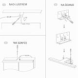 ERWEY 2 w 1 LED lampa nad lustro, 30 cm, IP44, łazienkowa, do makijażu, 230 V, światło do szafy, ciepła biel, zabudowy, zaciskowa, ścienna (czarna)