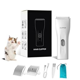 Founouly Prowerful Home Professional Dog Grooming Kit Clipper Low Noise USB Rechargeable Gifts for Dog Cat White,TS006