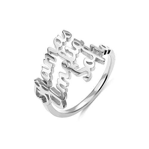 Ailin Personalized Name Ring 925 Sterling Silver Customize One, Two, Three, Four Names Custom Jewelry Statement Ring For Women Men Mother Girlfriends #TOP10