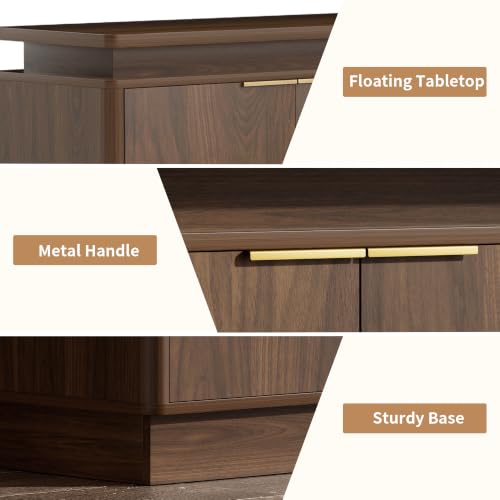 Image of LKTART 65.7 inch Sideboard Buffet Cabinet with Storage,LED Lights,Walnut