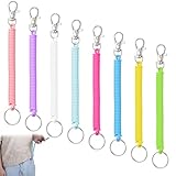 Aeaocvo 8 Pcs Retractable Spring Coil Keychain, Anti-Lost Stretch Cord Safety Key Chain, Key Leash for Purse with Metal Lobster Clasp for Wallet Chain, Keys, Cellphone 8 Color
