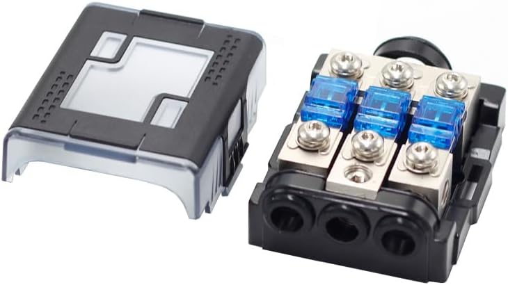 3 Way AFS Mini Fuse Holder 60A 0/2/4 Gauge Input 4/6/8 Gauge Output Copper Fuse Distribution Block for Car Boat Trolling Motor Marine Audio Amplifier Stereo Video System, GG-AFS55