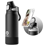 FJbottle Insulated Water Bottle with Magnetic Phone Holder, MagSafe Compatible Stainless Steel Leak Proof Sports Flask, Tripod Function for Gym, Workout 32 Oz Black