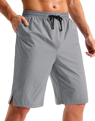 Pudolla Men's Swim Trunks 9"/11" Quick Dry Board Shorts Bathing Suits Beach Shorts for Men with Pockets - No Liner(Light Grey 11 Inseam-M)