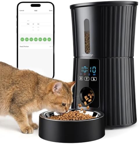 NEWBULIG Automatic Cat Feeder, 4L Timed Pet Feeders with 10s Voic...