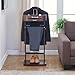 Proman Products - Crescent Moon Valet, Mens Valet Stand with Drawer, Top Tray, Contour Hanger, Trouser Bar, Belt Hooks & Shoe Rack, Accessory & Clothes Organizer (Mahogany)