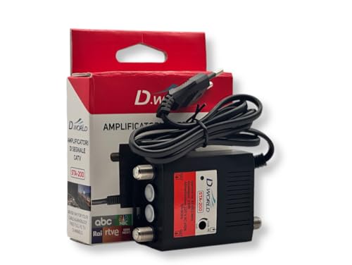 AMPLIFICATORE DI SEGNALE TV DIGITALE TERRESTRE DVB-T2 GUADAGNO 23dB 1 INGRESSO 2 USCITE BANDA DA 47 A 862 MHZ