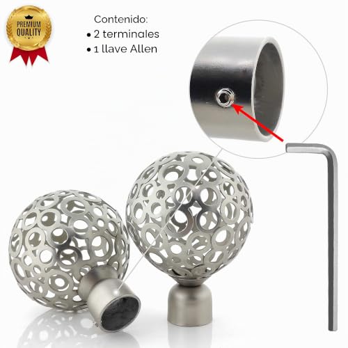 Miniatura 4 de Girasole Home Terminal Bola Para Barra De Cortina De Diámetro De 18-20 Mm 2 Piezas De Hierro Níquel Satinado