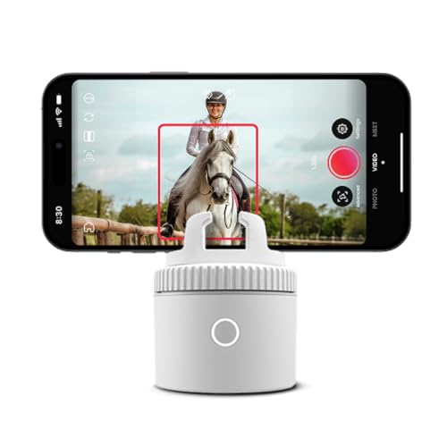 Image of Pivo Equestrian Pod Standalone Auto Tracking Phone Holder, Face, Body & Horse Tracker, 360 Rotation, 6 Speed, Stand for Video Recording (White)