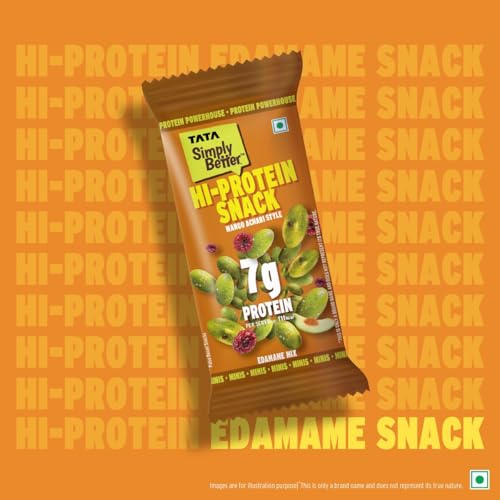 Image of Tata Simply Better Mango Achari Flavoured Edamame Mix, Pack of 5, Hi-Protein Snack (28g Each)