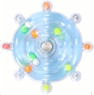 Stainless Steel Spindle Rotating Bird Toy with Sound - Parrot Playground Gym for Conure, Cockatiel, Parakeet, Budgie - Beak Grinding and Fun Relief Toy Made of Safe PC Material (Blue)