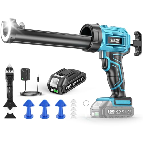 SEESII Accu-kitspuit Compatibel met Makita 18 V, Accukitspistool met 2000 mAh, 4 Snelheden, Elektrisch Siliconepistool, Accusiliconepistool voor 300 ml Cartridges