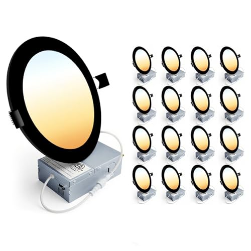 Ensenior 16 Pack 6 Inch LED Recessed Ceiling Light 5CCT Dimmable Black