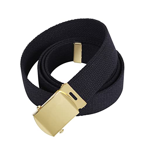 Rothco Military Web Belts - 74 Inches (Black/Gold Buckle)
