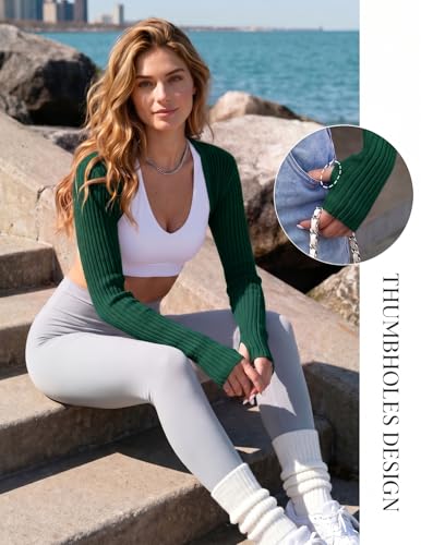 Image of Women's Long Sleeve Shrug Sweaters Knit Bolero Shoulder Open Cropped Cardigan