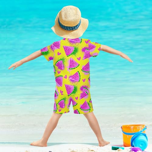 Image of Sunflower Floral Yellow Black Short Sleeve Hawaiian Button Down Shirts and Short Sets for Boys Toddler Summer Outfits