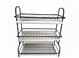 Dish Drying Rack - Warmfill 3 Tier Dish Rack Rustproof Stainless Steel Large Capacity with Utensil Holder, Cutting Board Holder and Dish Drain Rack for Kitchen Counter,Black