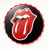 Vintage Metal Beer Bottle Cap Signs | Rolling Stones Logo