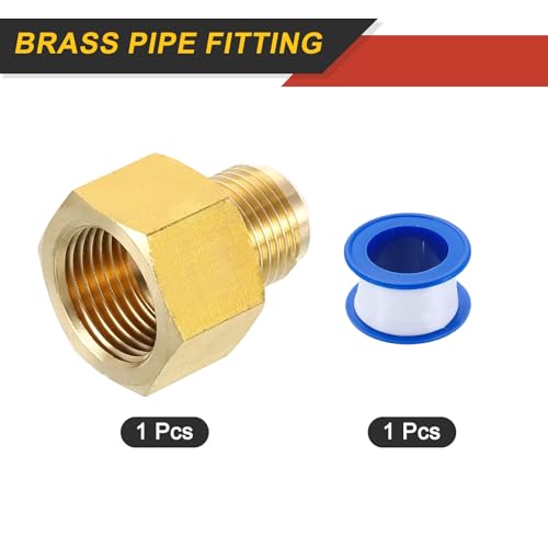 uxcell Brass Pipe Fitting, 3/8 SAE Male x 1/2 SAE Female Pipe Adapters Flare Tube Fitting for Air Gas Line Refrigeration HVAC by uxcell - Used condition - Image 4